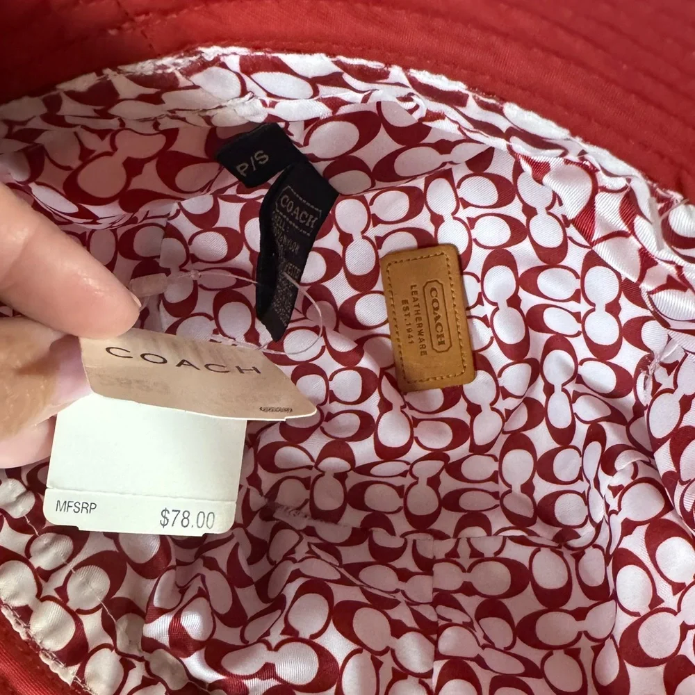 Coach Tan and Red Signature Wristlet and a Coach bucket hat NWT - Picture 3 of 13